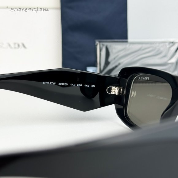 NEW Prada PR17WS 1AB2B0 Black Gray Mirrored Silver Square Unisex Sunglasses - Picture 6 of 15